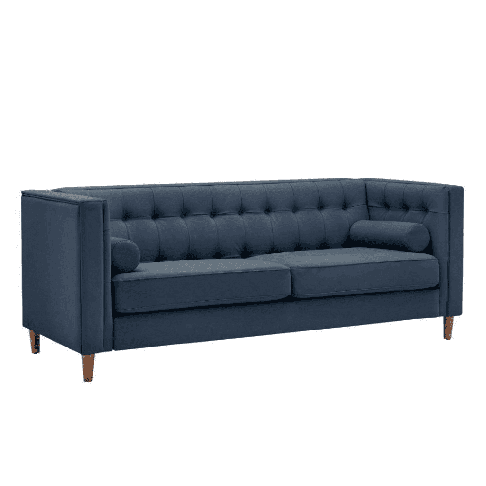 Brew Tuxedo Faux Leatherette Sofa with Accent Pillows - Oak Inside