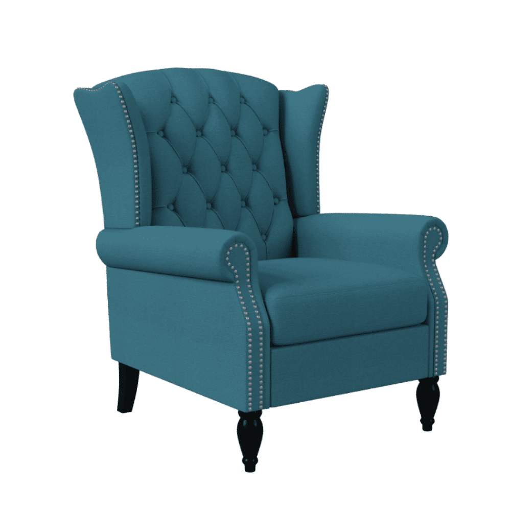 Copper Grove Crawley Diamond Button-Tufted Wingback Chair - Oak Inside