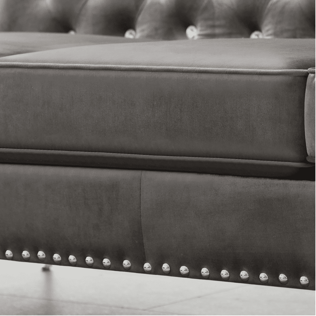 Lotus Grey Chesterfield Sectional Sofa Set - Oak Inside