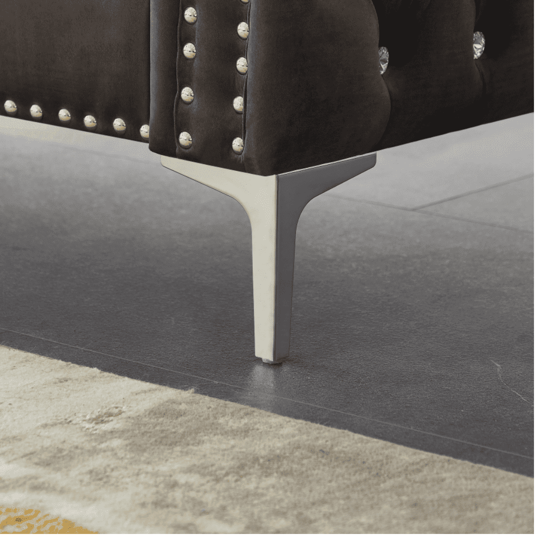 Lotus Grey Chesterfield Sectional Sofa Set - Oak Inside