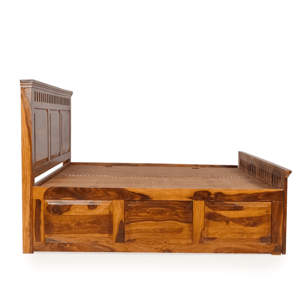 Camden King Size Bed In Sheesham Wood - Oak Inside