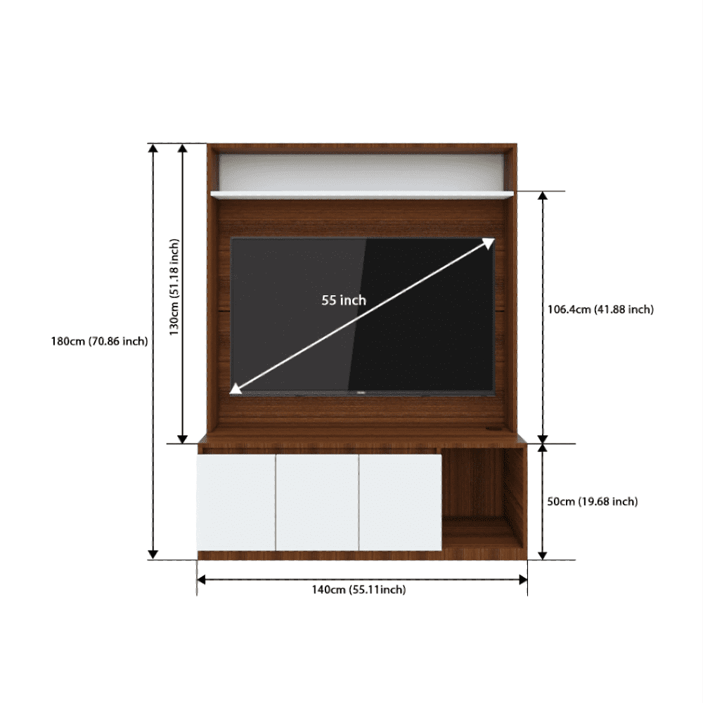 Edon TV Unit- Walnut Frosty White - Oak Inside