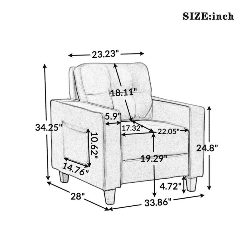 Comfortable Modern Sofa Set for Home Living Room - Oak Inside