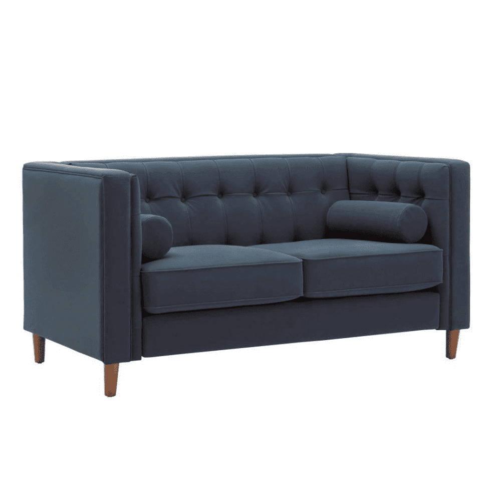 Brew Tuxedo Faux Leatherette Sofa with Accent Pillows - Oak Inside