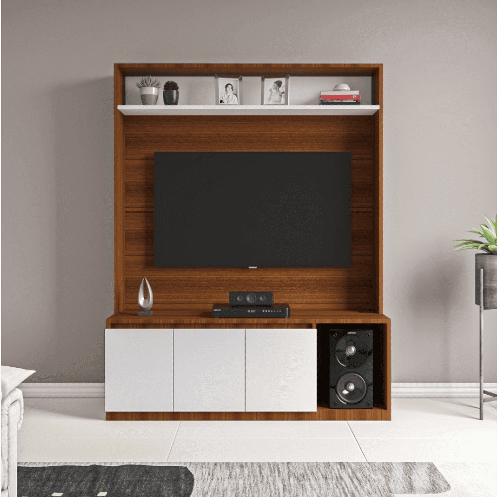 Edon TV Unit- Walnut Frosty White - Oak Inside