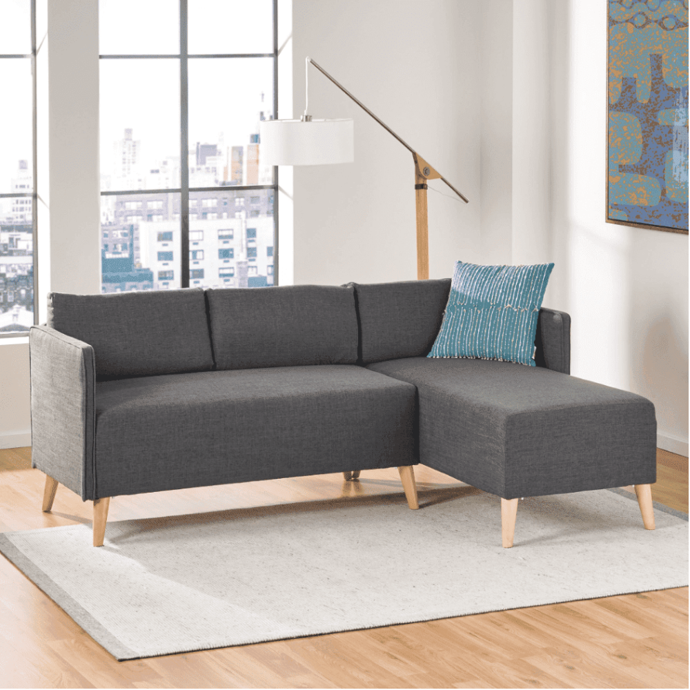 Augustus Mid-century Modern Fabric Chaise Sectional - Oak Inside