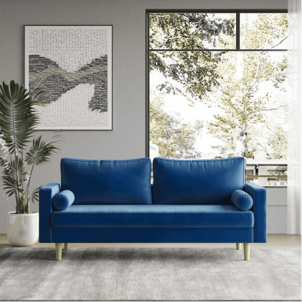 Craftmen Modern Sofa Set in Suede Fabric - Oak Inside