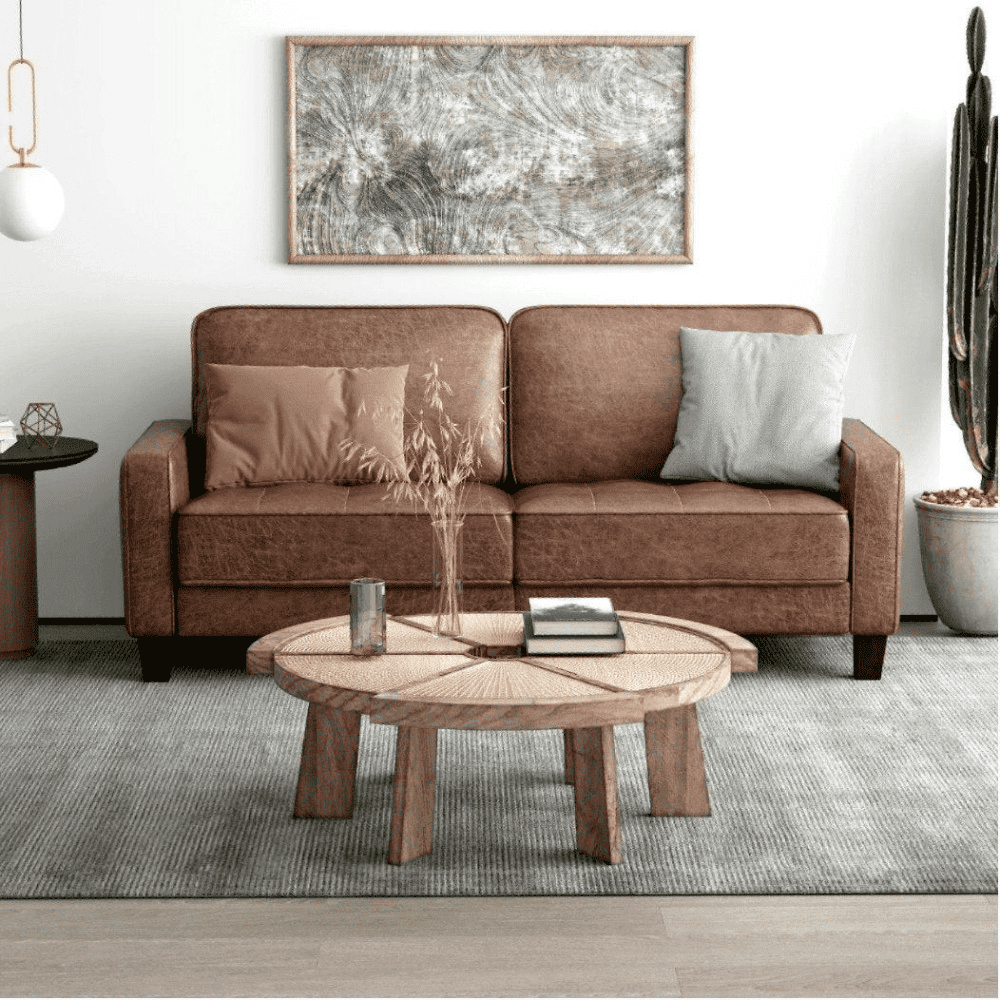 Camilla Sofa Set in Textured Style - Oak Inside