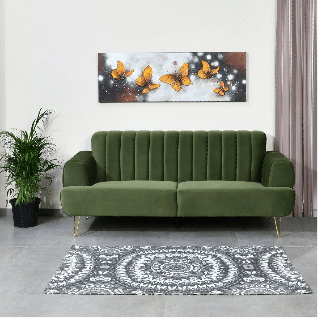 Somervilla Sofa Set in Green Color - Oak Inside