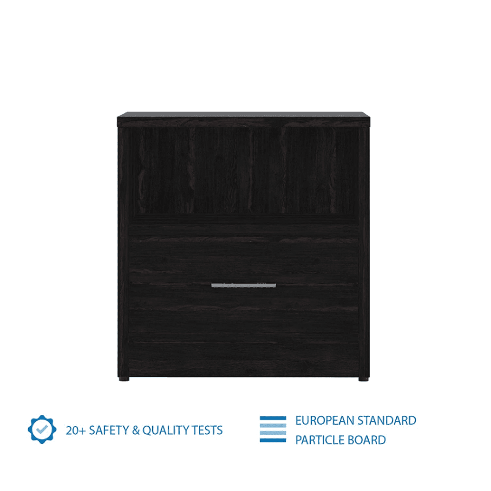 Rocco Engineered Wood Wenge Finish Bedside Table - Oak Inside