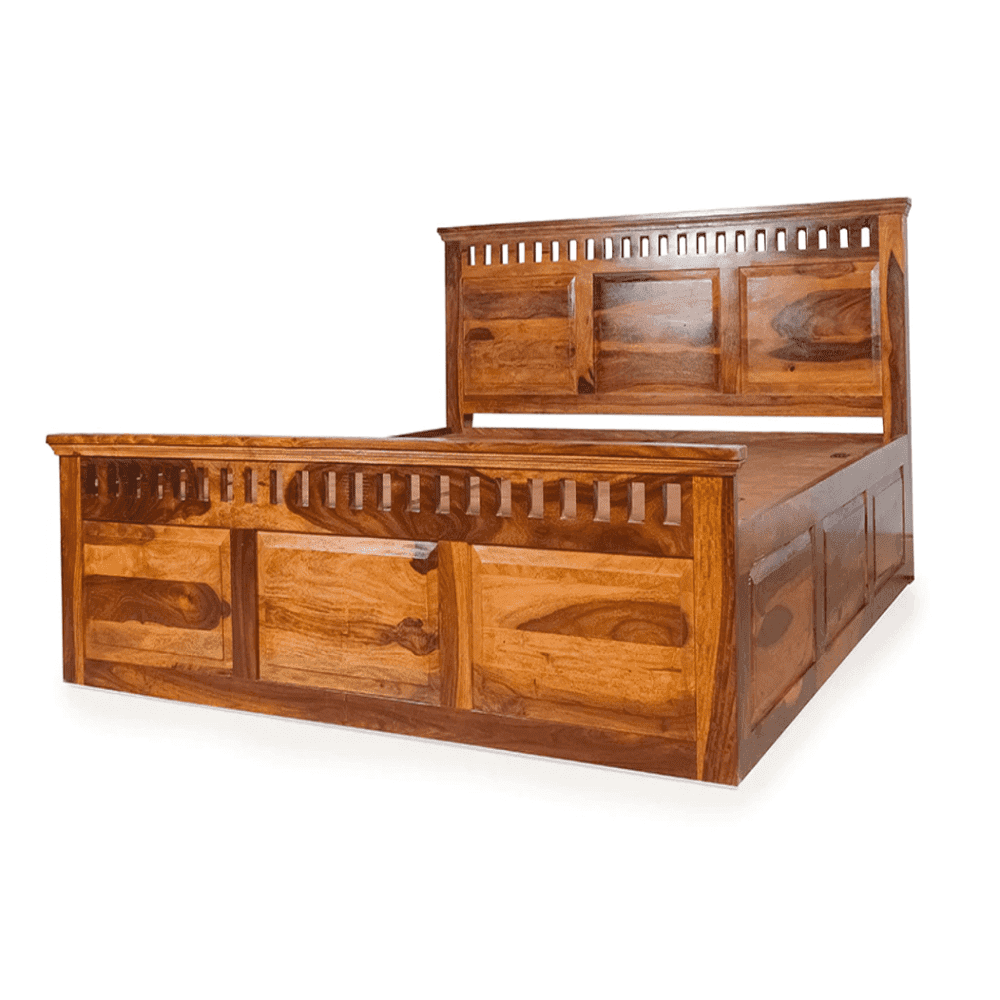 Camden King Size Bed In Sheesham Wood - Oak Inside