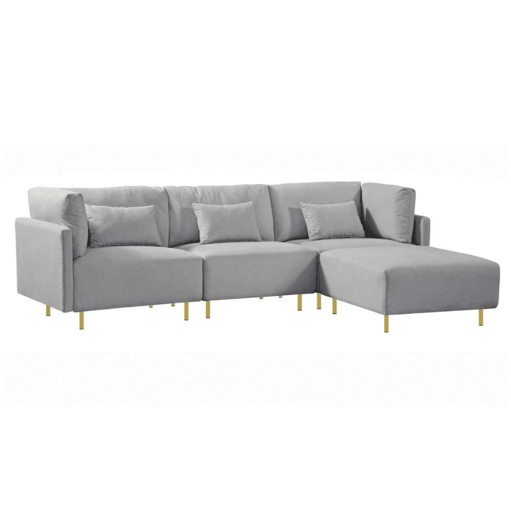 Classic Modern Suede Sofa Set in Grey - Oak Inside