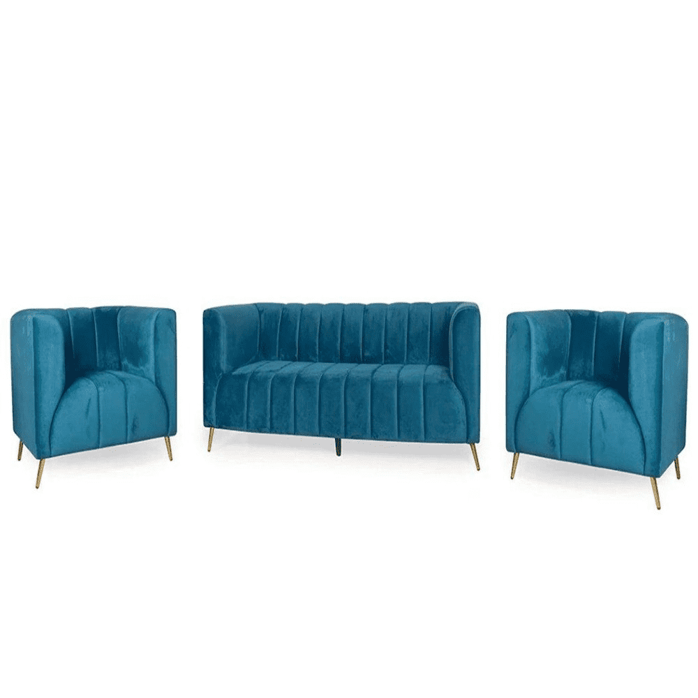 Hokins Sofa Sets in Blue Color - Oak Inside