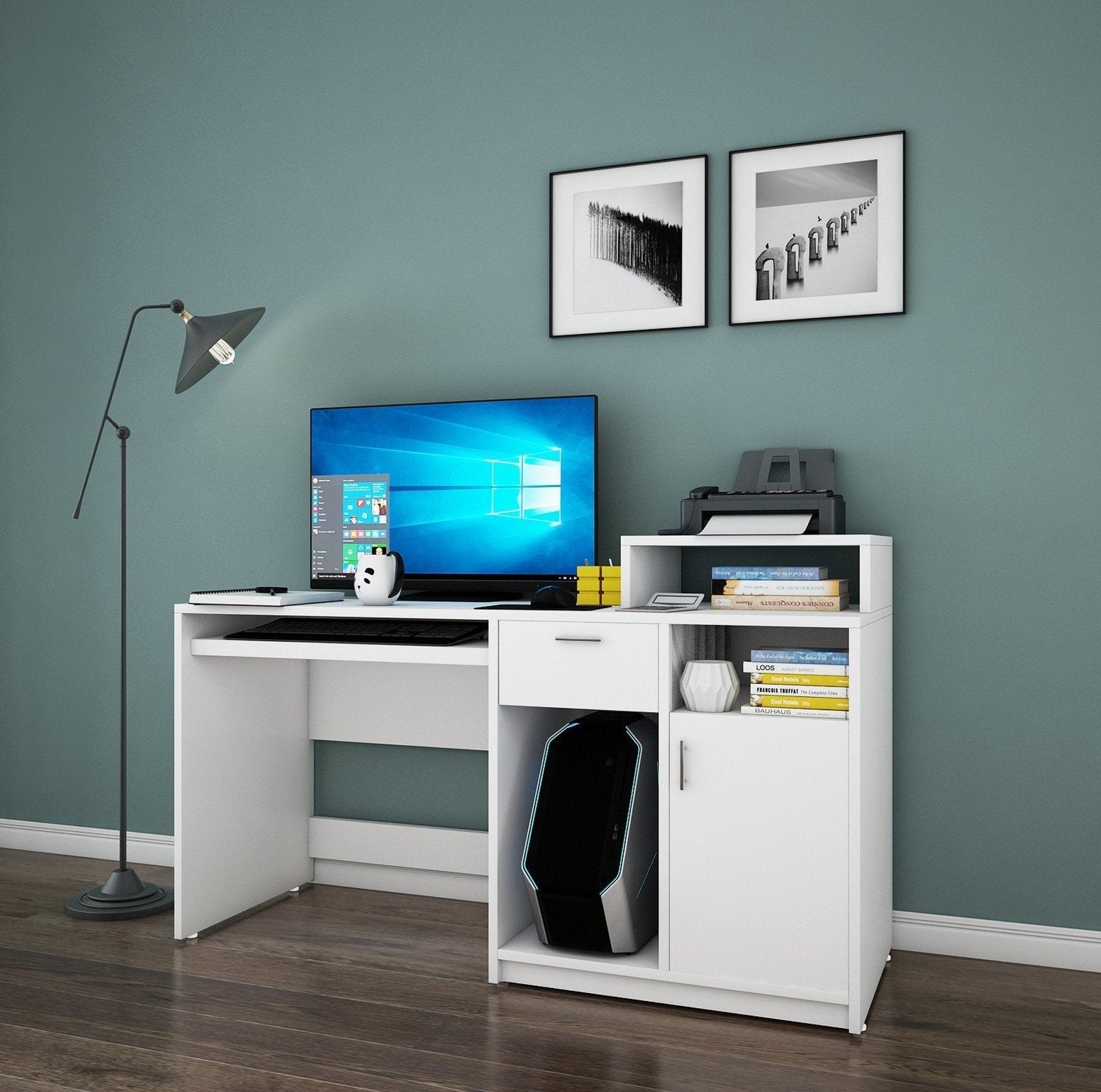 Volvur Study Table in White Color - Oak Inside