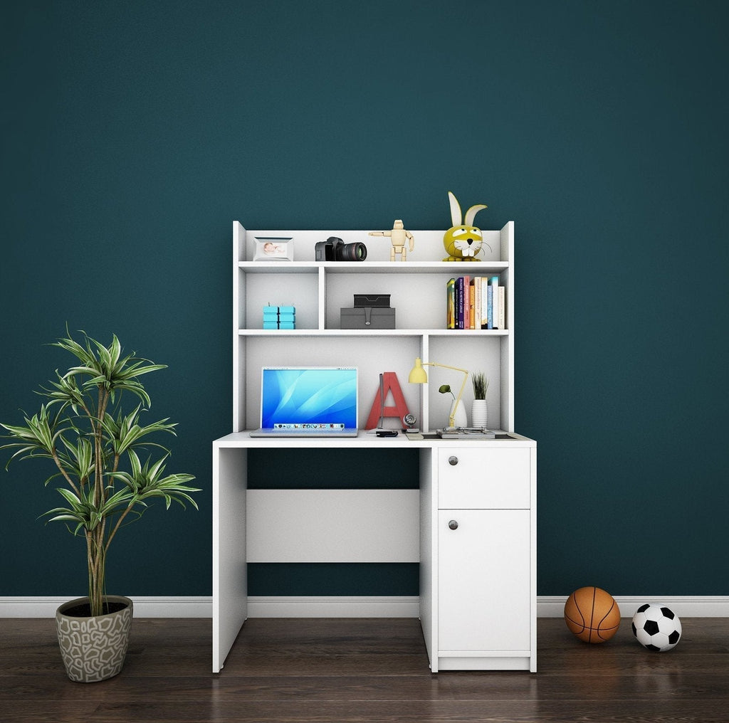 Starstock Study Table in White Color - Oak Inside