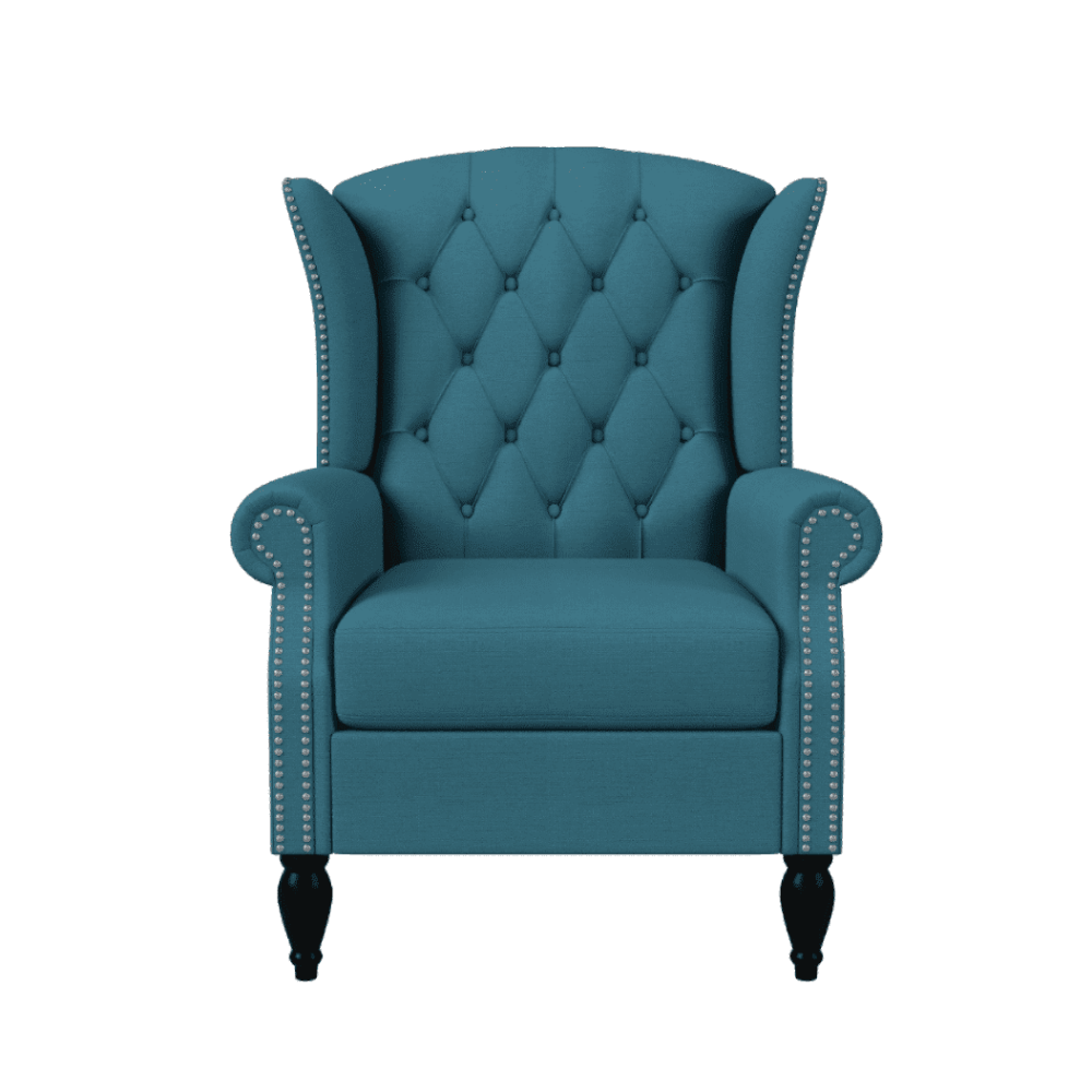 Copper Grove Crawley Diamond Button-Tufted Wingback Chair - Oak Inside