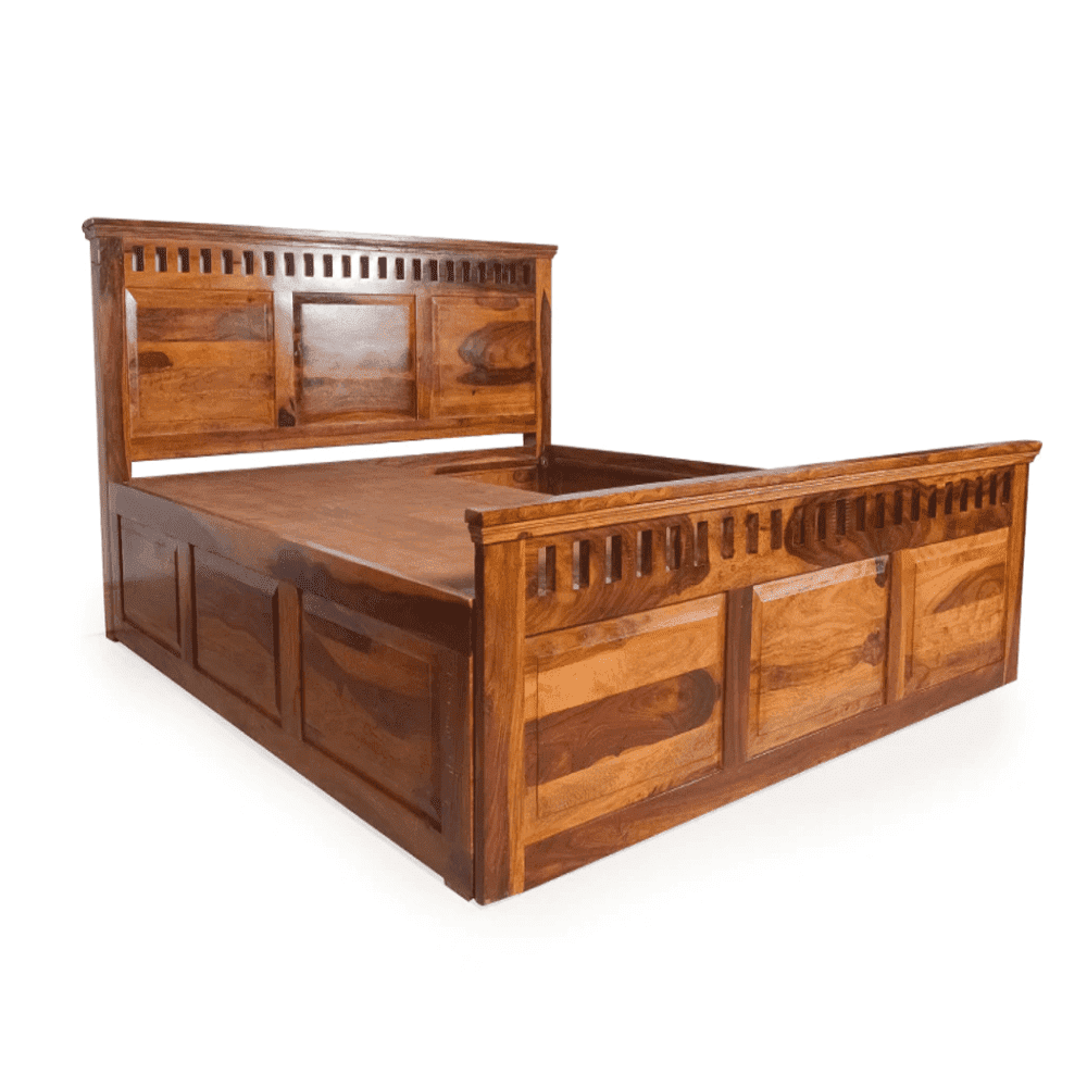 Camden King Size Bed In Sheesham Wood - Oak Inside