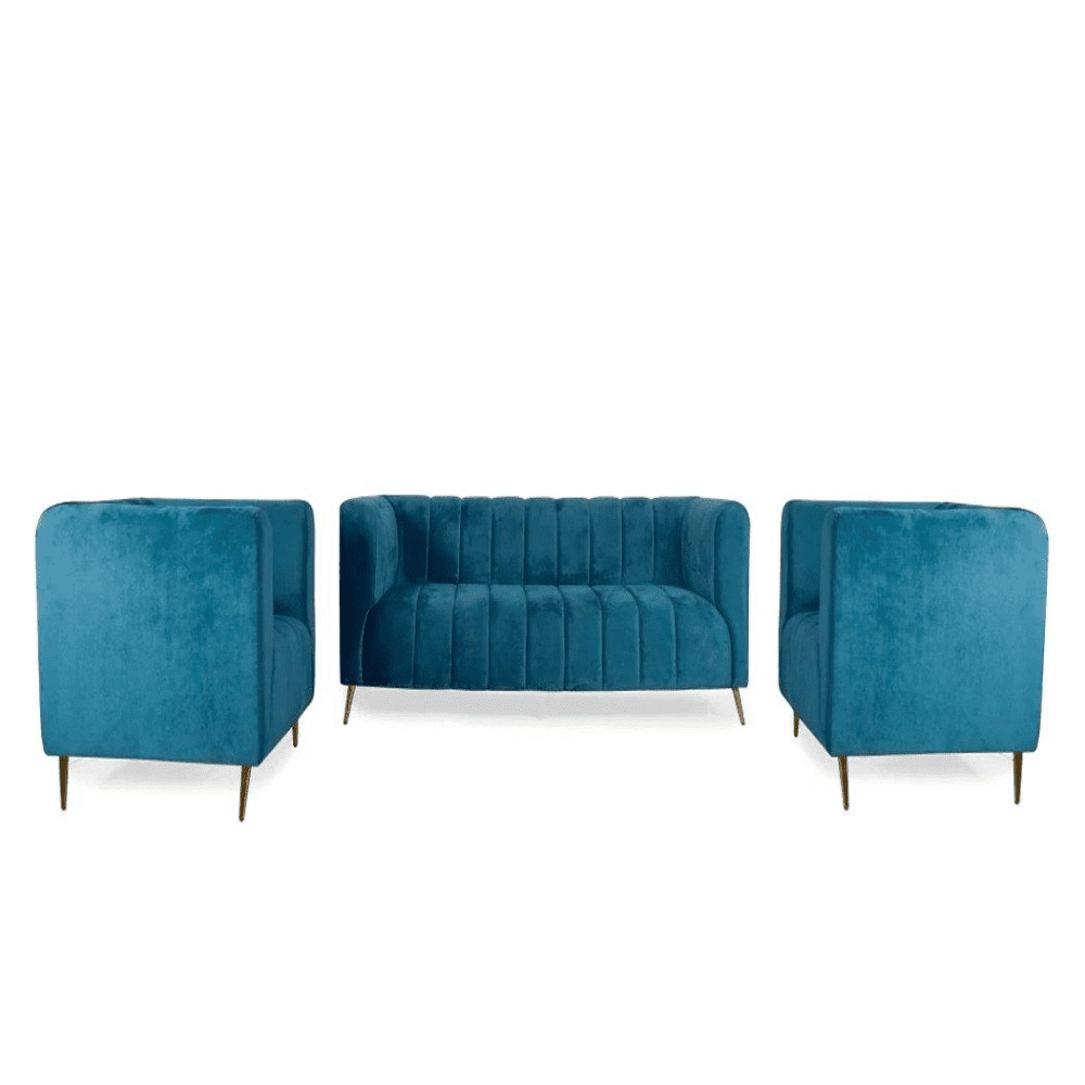 Hokins Sofa Sets in Blue Color - Oak Inside