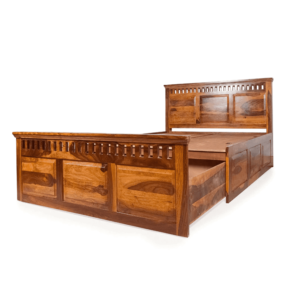 Camden King Size Bed In Sheesham Wood - Oak Inside