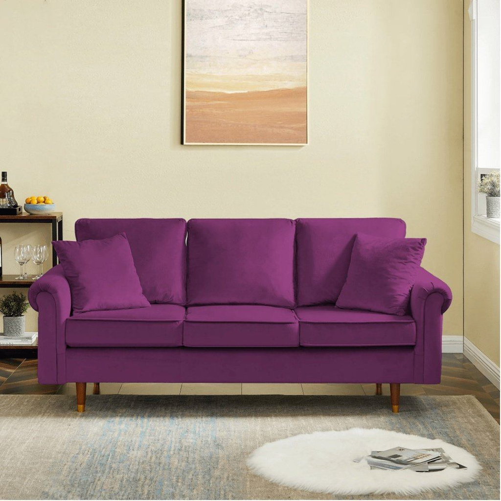 Straight Line Sofa Set in Purple - Oak Inside