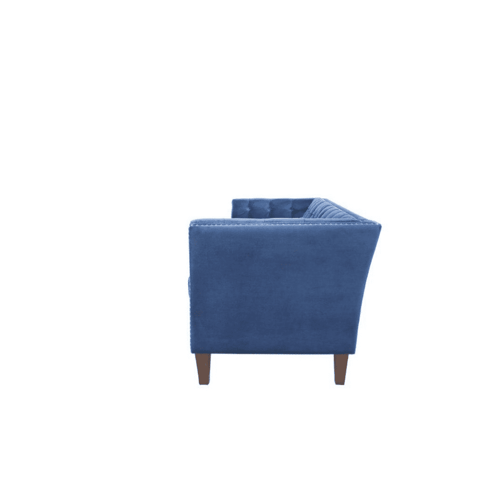 Rosy Sofa Set in Blue Suede Fabric - Oak Inside