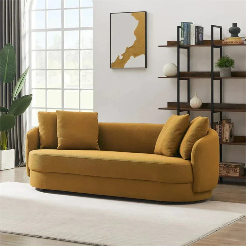 Omaxe Luxury Modern Suede Sofa Set In Mustard