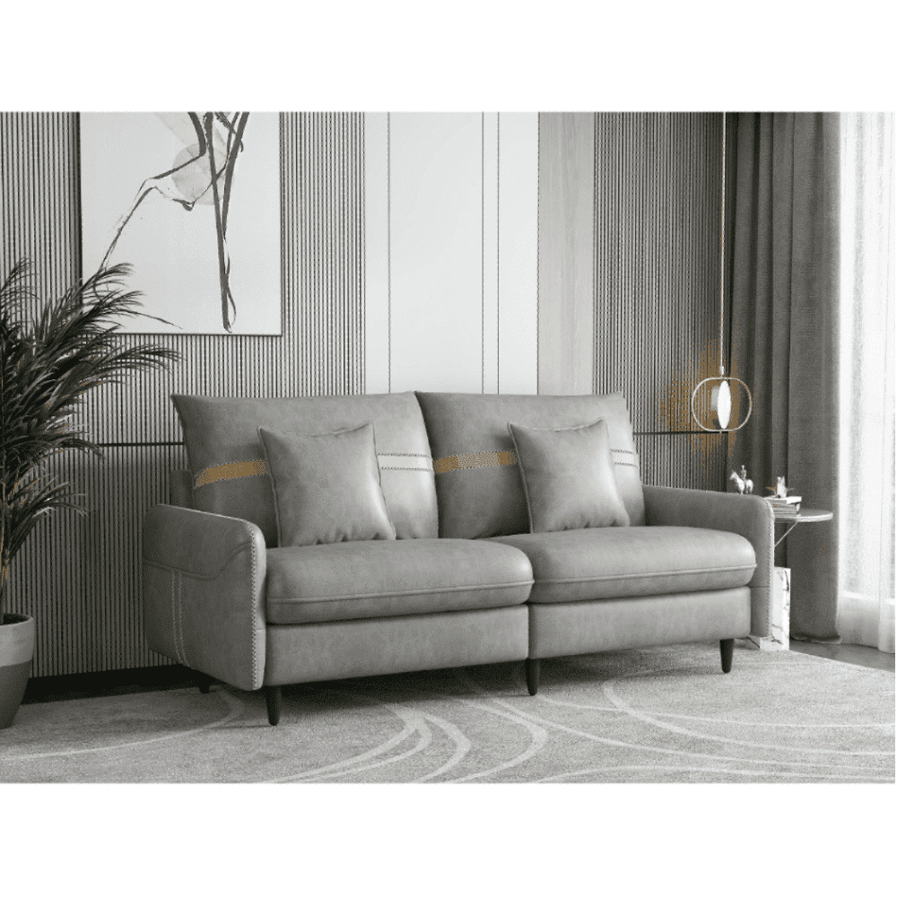 Mexico Straight Line Sofa Set in Grey Color - Oak Inside