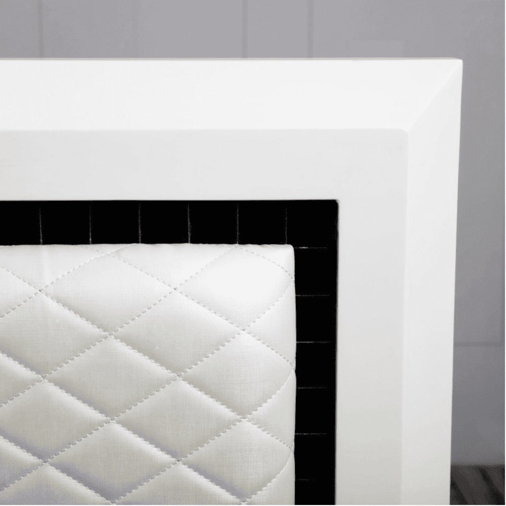 Helen PU Polish Bed in White Color - Oak Inside