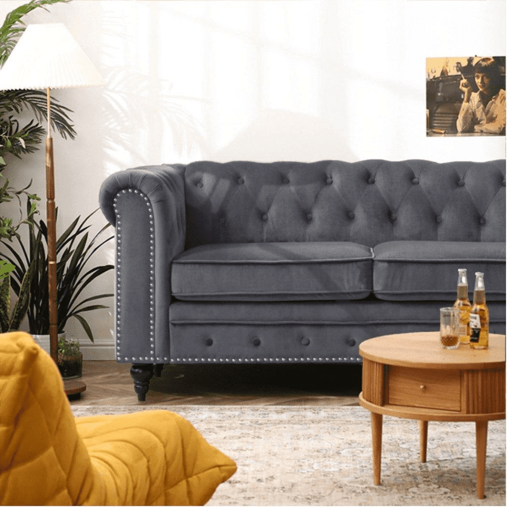 Blossom Chesterfield Sofa Set - Oak Inside