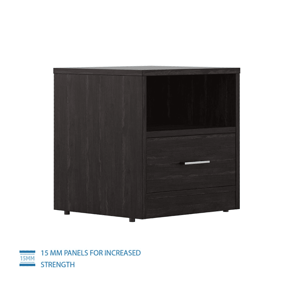 Rocco Engineered Wood Wenge Finish Bedside Table - Oak Inside