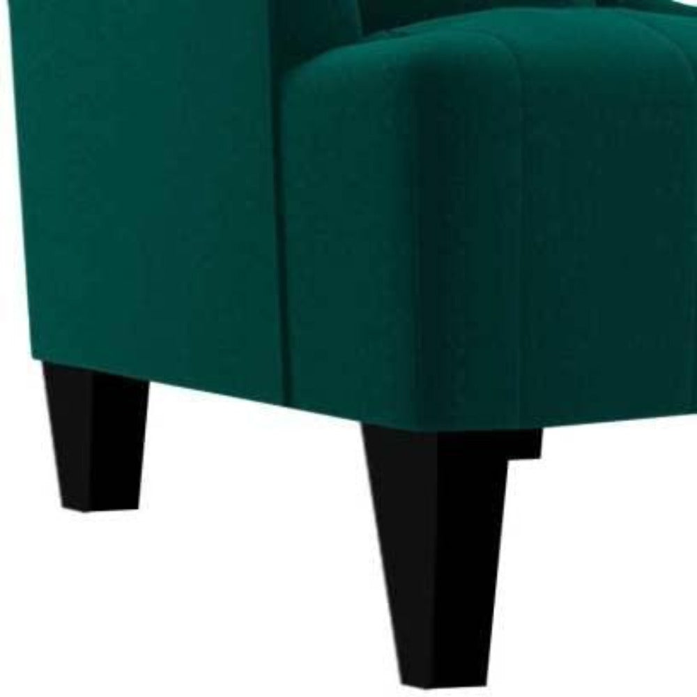 Cayo Chesterfield Wing Chair in Green Color - Oak Inside