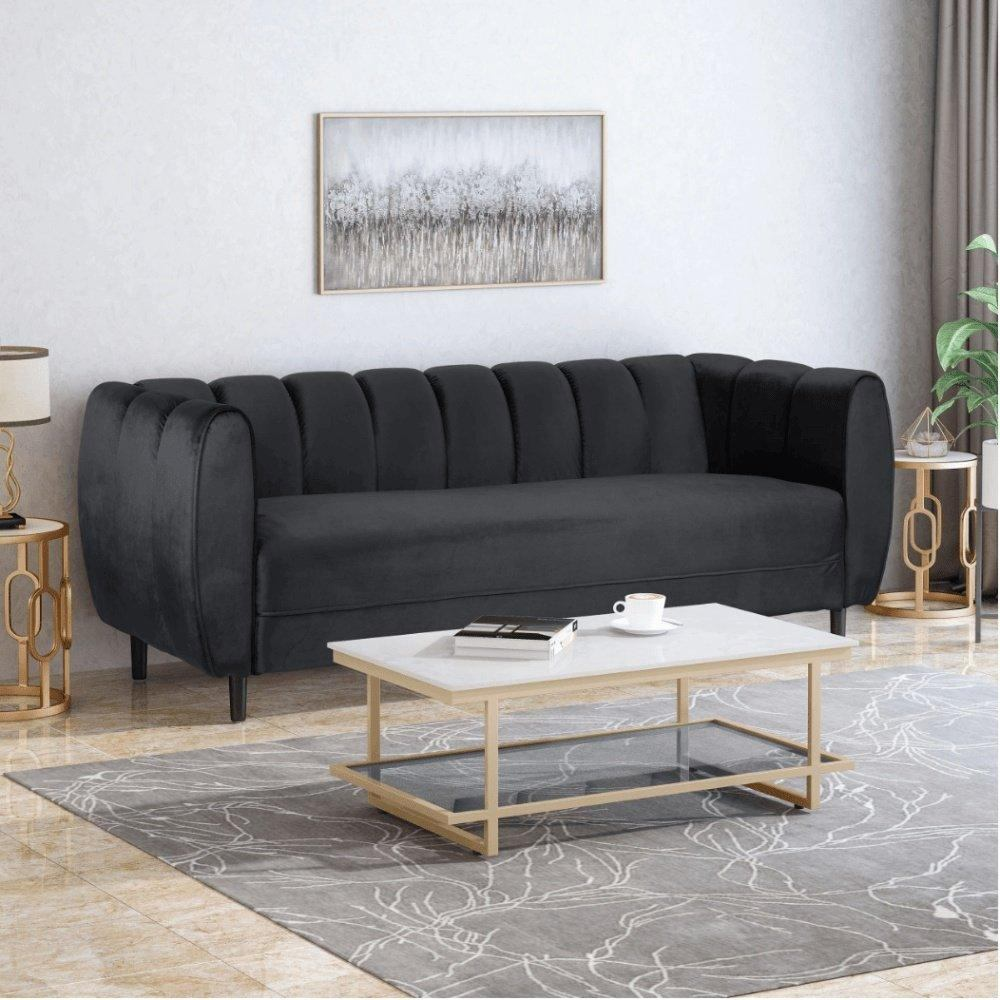 Bobran Modern Suede Sofa Sets - Oak Inside