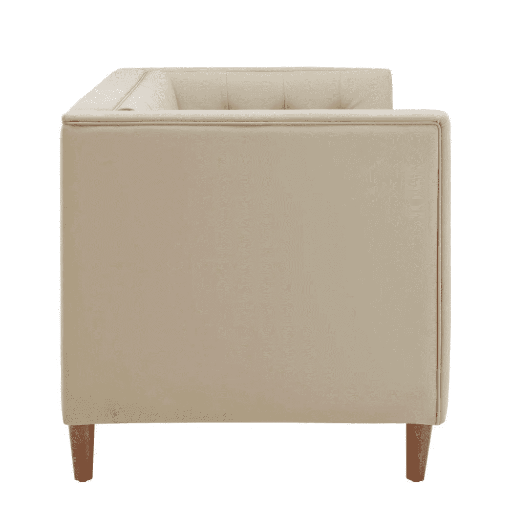 Brew Tuxedo Faux Leatherette Sofa with Accent Pillows - Oak Inside