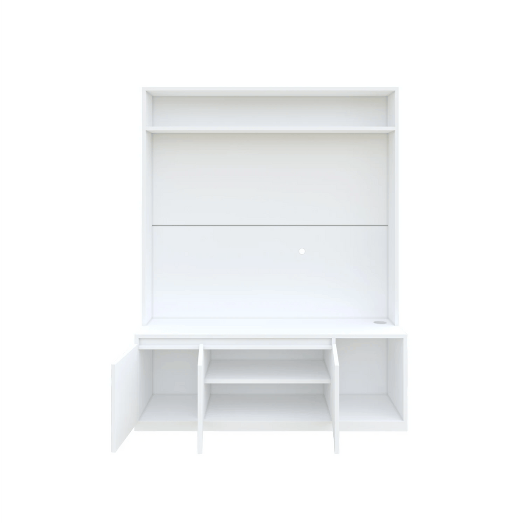 Union TV Unit- Frosty White - Oak Inside
