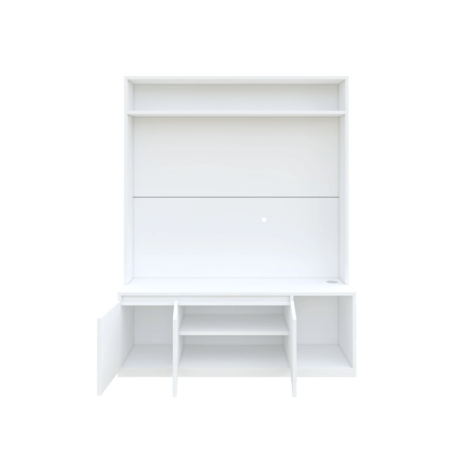 Union TV Unit- Frosty White - Oak Inside