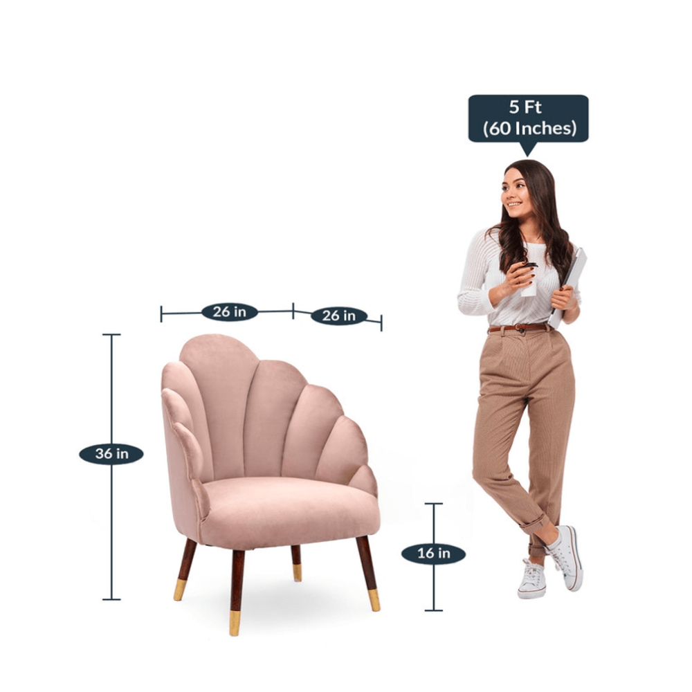 Peacock Suede Accent Chair - Oak Inside