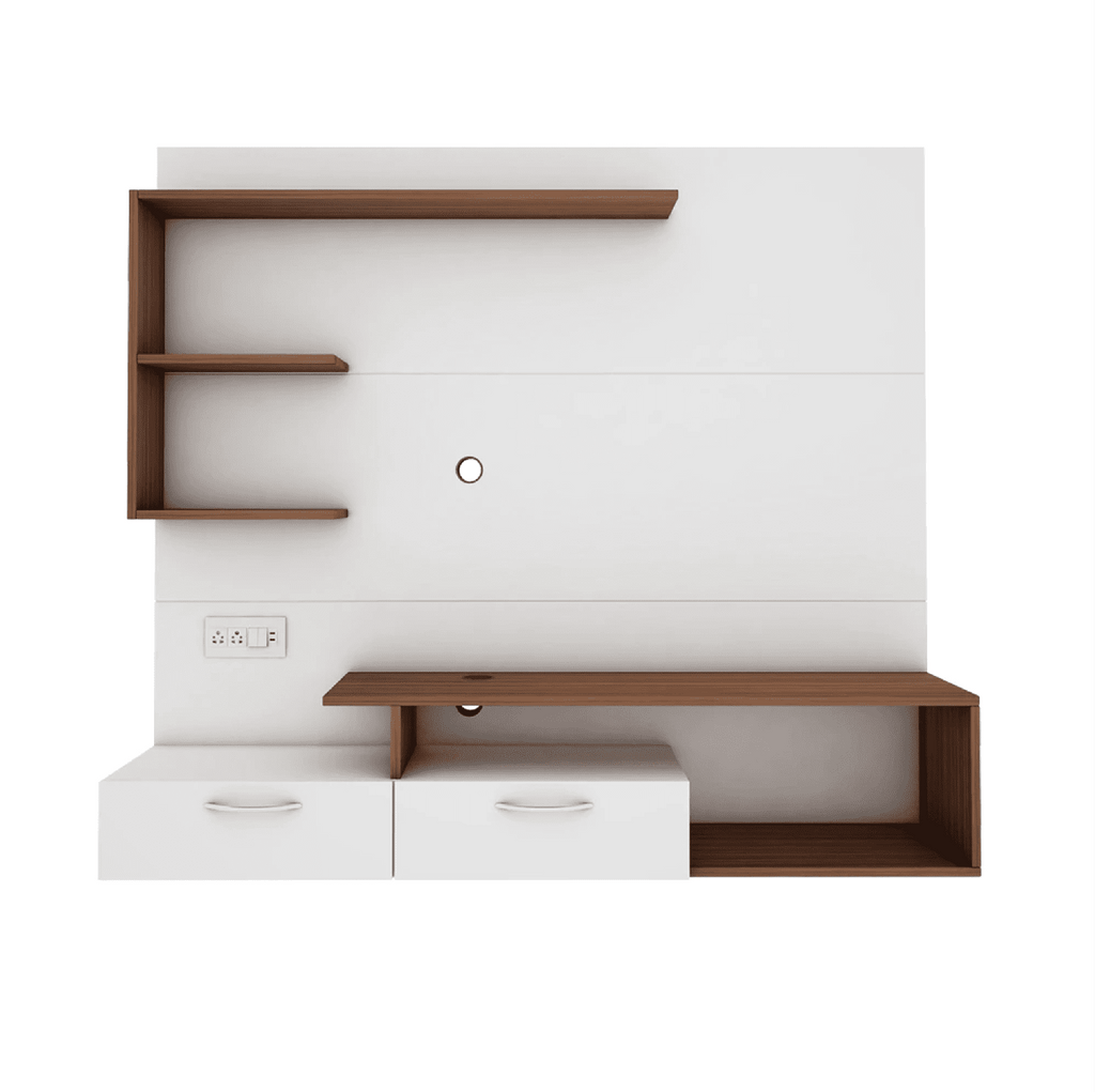 Viny TV Panel- Frosty White- Upto 55 inches TV - Oak Inside