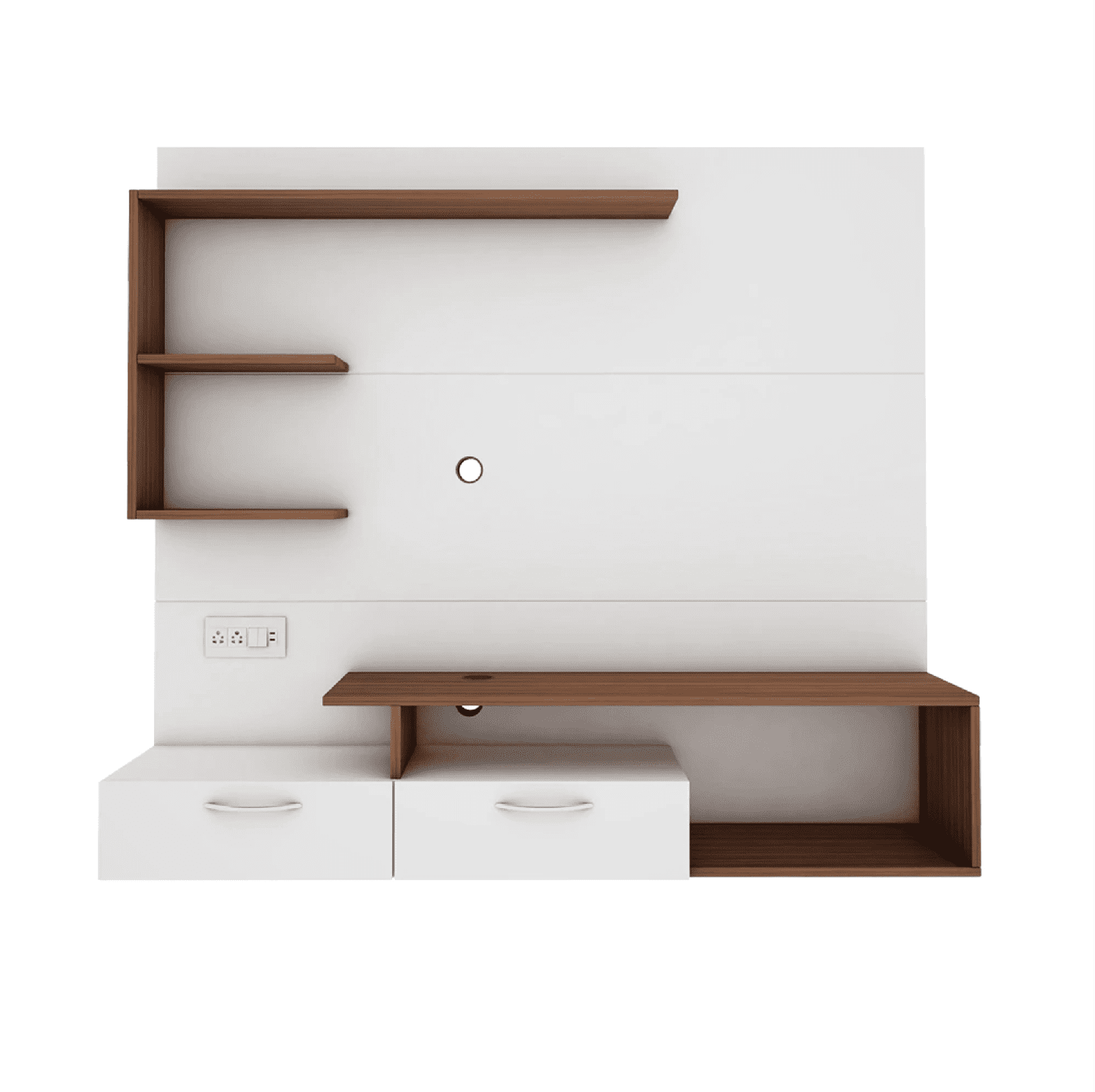 Viny TV Panel- Frosty White- Upto 55 inches TV - Oak Inside