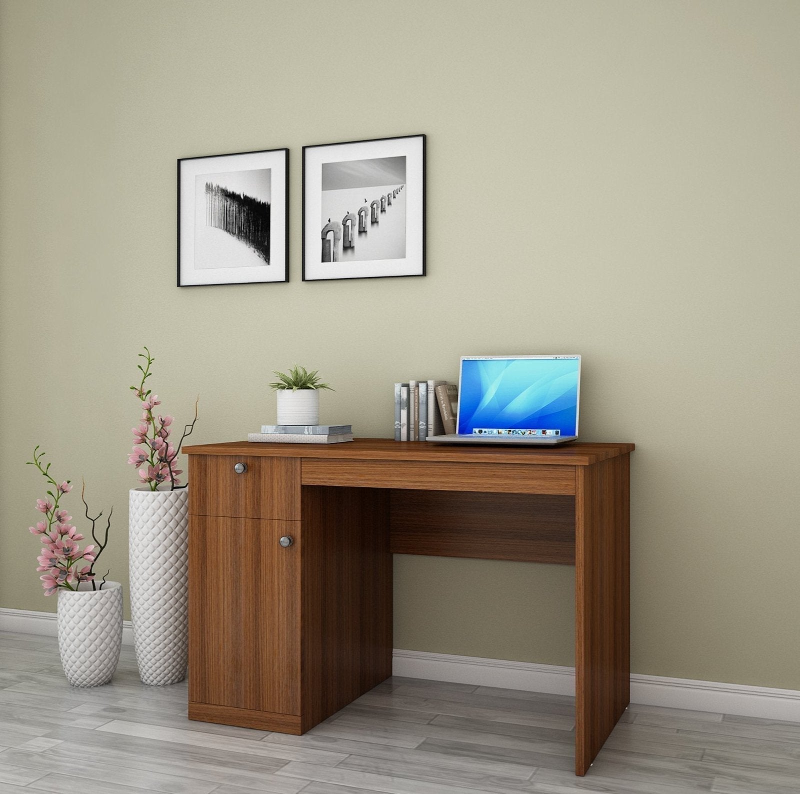 Uniclass Study Table in Walnut Colour by Dream Box - Oak Inside