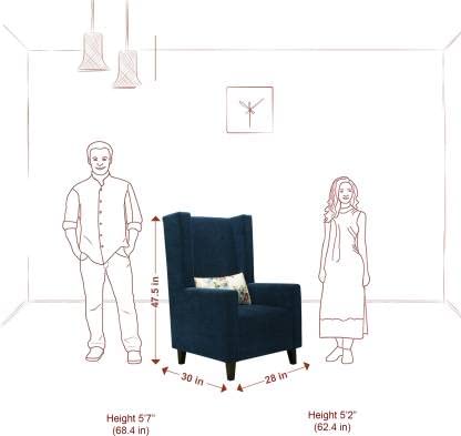 Zolo Wing Chair in Blue Color - Oak Inside