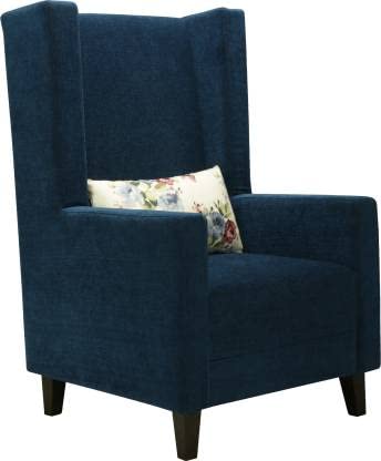 Zolo Wing Chair in Blue Color - Oak Inside