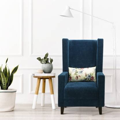 Zolo Wing Chair in Blue Color - Oak Inside