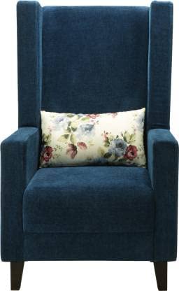 Zolo Wing Chair in Blue Color - Oak Inside