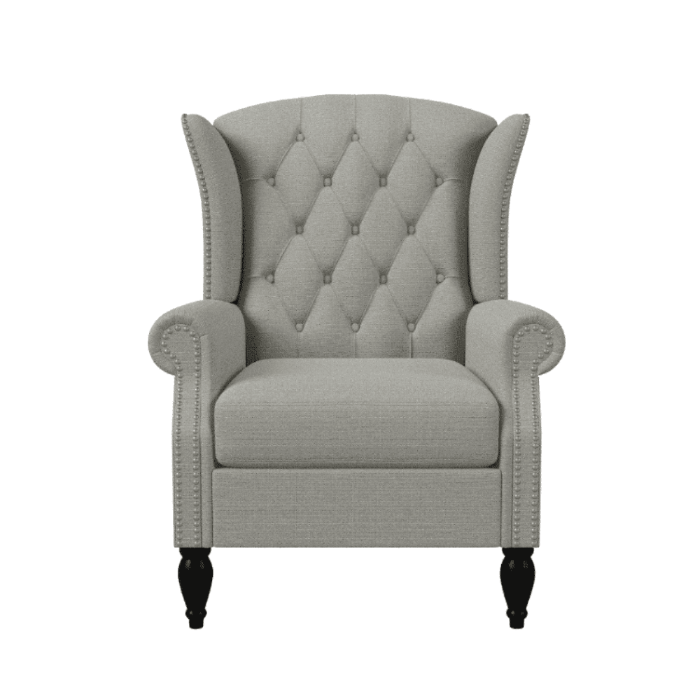 Copper Grove Crawley Diamond Button-Tufted Wingback Chair - Oak Inside