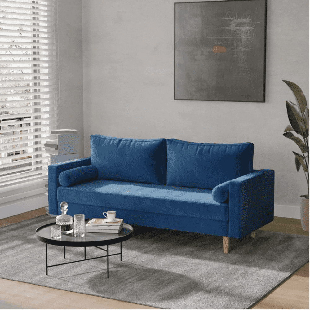 Craftmen Modern Sofa Set in Suede Fabric - Oak Inside