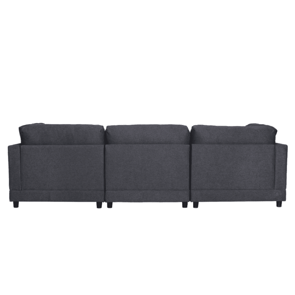 Ronald Sectional Sofa Set in Charcoal Color - Oak Inside