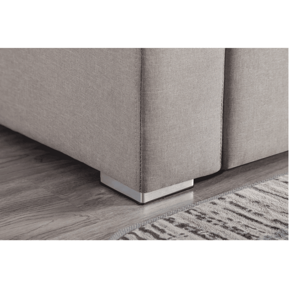 Nollon Linen Fabric Sectional Sofa with Pillows and Storage Ottoman - Oak Inside