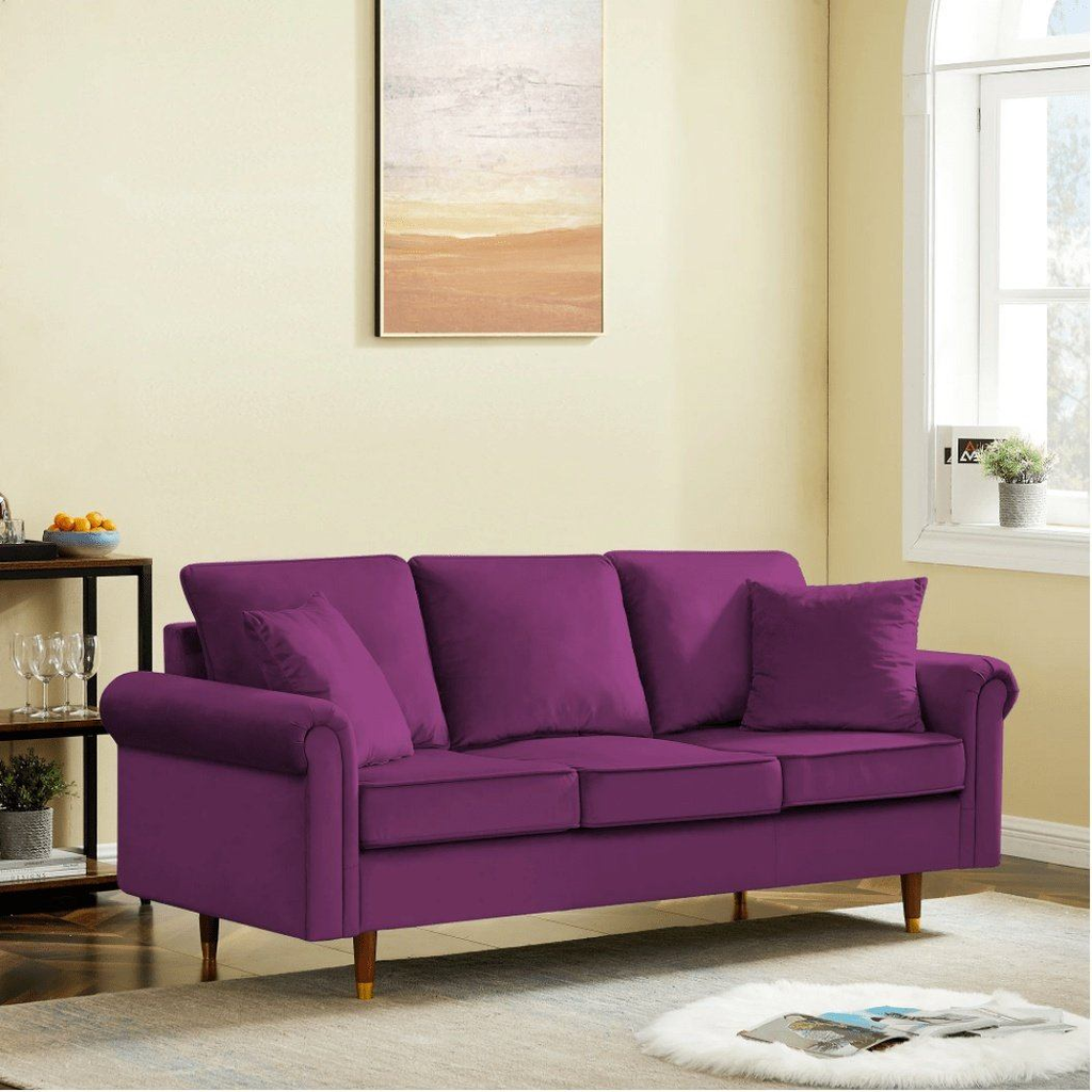 Straight Line Sofa Set in Purple - Oak Inside