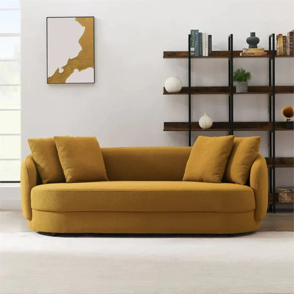 Omaxe Luxury Modern Suede Sofa Set In Mustard