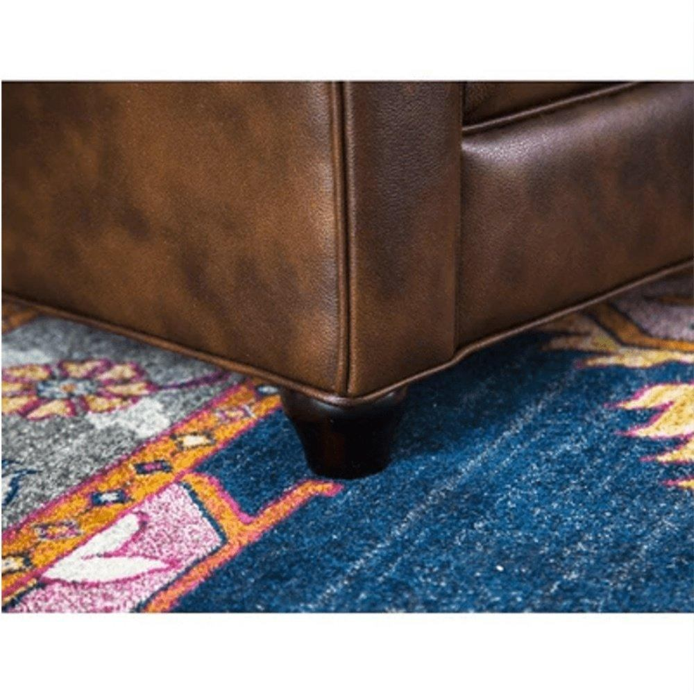 Rolled Arm Back Tufted Chesterfield Sofa in Leatherette - Oak Inside